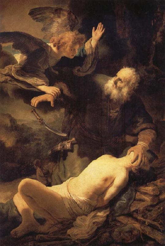 REMBRANDT Harmenszoon van Rijn The Angel stopping Abraham from sacrificing Isaac to God France oil painting art